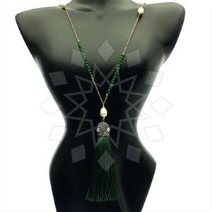 Fashion Gem and Crystals Tassel Necklace