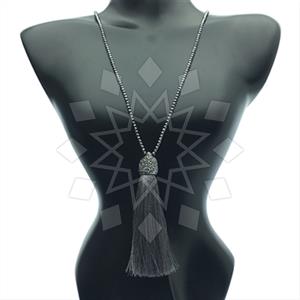 Fashion Gem and Crystals Tassel Necklace