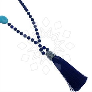 Fashion Gem and Crystals Tassel Necklace