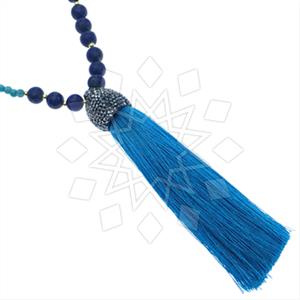 Fashion Gem and Crystals Tassel Necklace