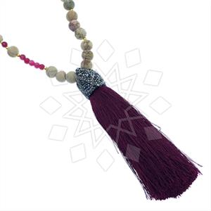 Fashion Gem and Crystals Tassel Necklace