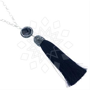 Fashion Gem and Crystals Tassel Necklace