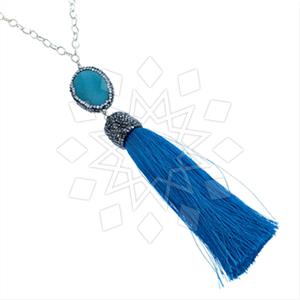 Fashion Gem and Crystals Tassel Necklace