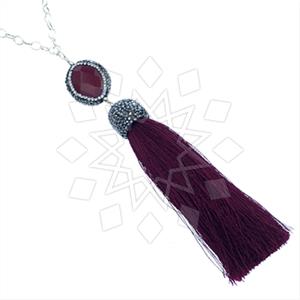 Fashion Gem and Crystals Tassel Necklace