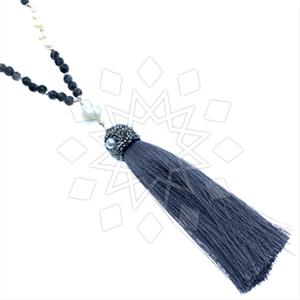 Fashion Gem and Crystals Tassel Necklace