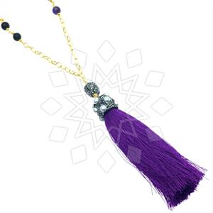 Fashion Gem and Crystals Tassel Necklace