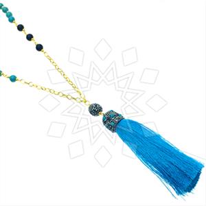 Fashion Gem and Crystals Tassel Necklace