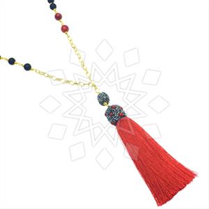 Fashion Gem and Crystals Tassel Necklace