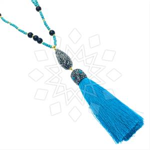 Fashion Gem and Crystals Tassel Necklace