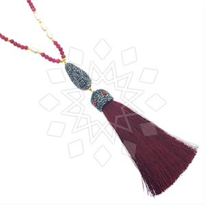 Fashion Gem and Crystals Tassel Necklace