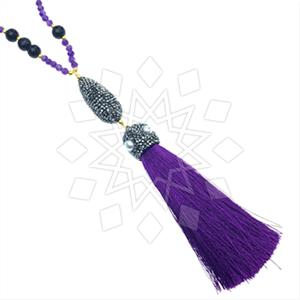 Fashion Gem and Crystals Tassel Necklace
