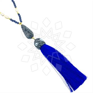 Fashion Gem and Crystals Tassel Necklace