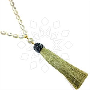 Fashion Gem and Crystals Tassel Necklace