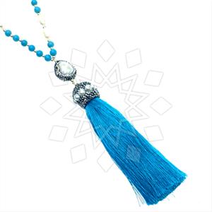 Fashion Gem and Crystals Tassel Necklace
