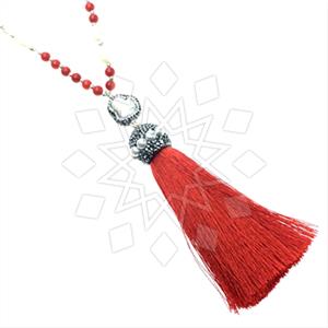 Fashion Gem and Crystals Tassel Necklace