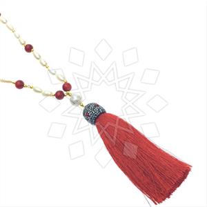 Fashion Gem and Crystals Tassel Necklace