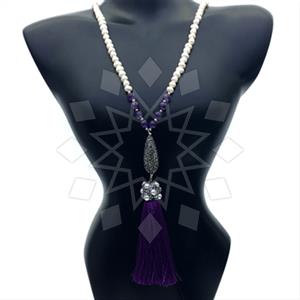 Fashion Gem and Crystals Tassel Necklace