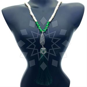 Fashion Gem and Crystals Tassel Necklace