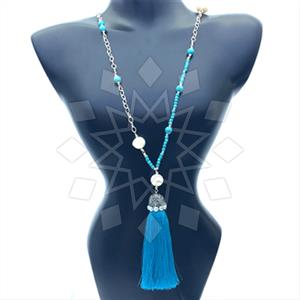 Fashion Gem and Crystals Tassel Necklace