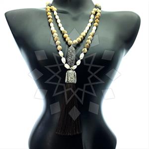 Fashion Gem and Crystals Tassel Necklace