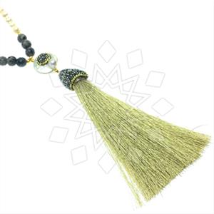 Fashion Gem and Crystals Tassel Necklace