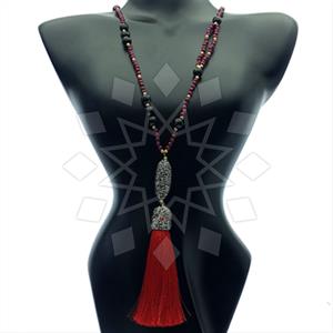 Fashion Gem and Crystals Tassel Necklace