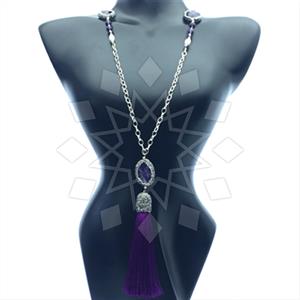 Fashion Gem and Crystals Tassel Necklace