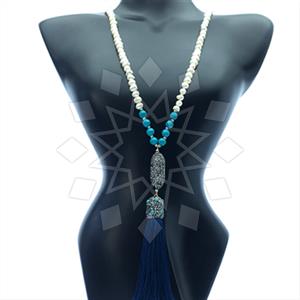 Fashion Gem and Crystals Tassel Necklace