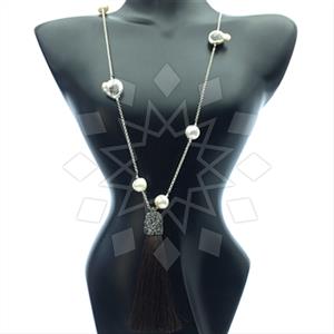 Fashion Gem and Crystals Tassel Necklace
