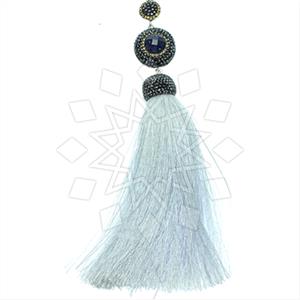 925 Sterling Silver Gem and Crystals Tassel Pendant