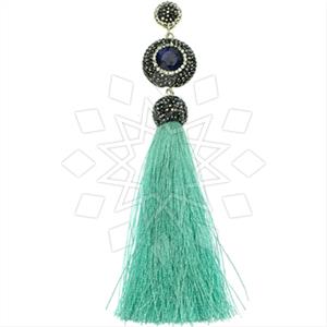 925 Sterling Silver Gem and Crystals Tassel Pendant