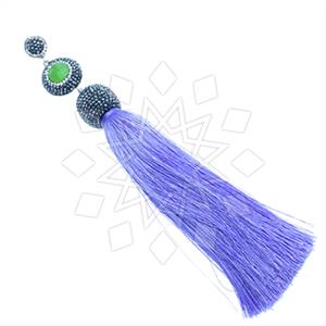 925 Sterling Silver Gem and Crystals Tassel Pendant