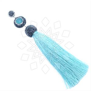 925 Sterling Silver Gem and Crystals Tassel Pendant