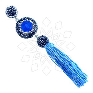 925 Sterling Silver Gem and Crystals Tassel Pendant