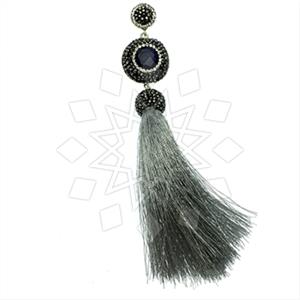 925 Sterling Silver Gem and Crystals Tassel Pendant
