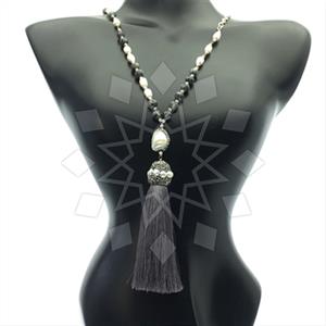 Fashion Gem and Crystals Tassel Necklace