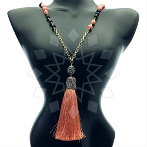Fashion Gem and Crystals Tassel Necklace