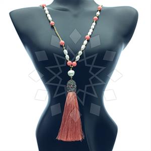 Fashion Gem and Crystals Tassel Necklace