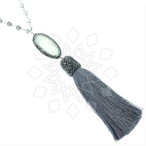 Fashion Gem and Crystals Tassel Necklace