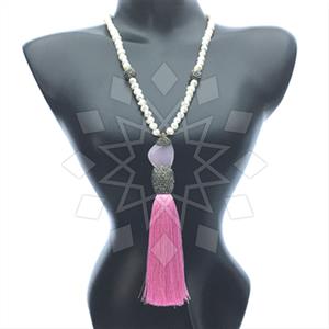Gemstone and Bead Gem and Crystals Tassel Necklace