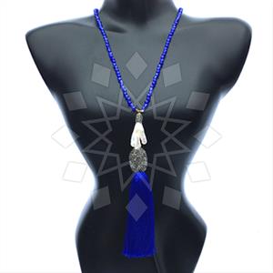 Gemstone and Bead Gem and Crystals Tassel Necklace