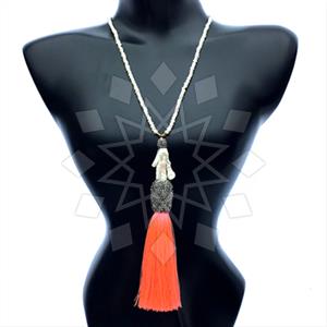 Gemstone and Bead Gem and Crystals Tassel Necklace