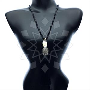 Gemstone and Bead Gem and Crystals Tassel Necklace