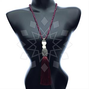 Gemstone and Bead Gem and Crystals Tassel Necklace