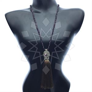 Fashion Gem and Crystals Tassel Necklace