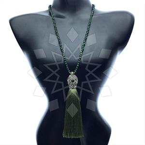 Gemstone and Bead Gem and Crystals Tassel Necklace