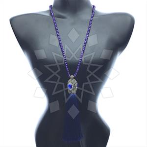 Gemstone and Bead Gem and Crystals Tassel Necklace