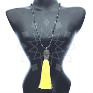 Gemstone and Bead Gem and Crystals Tassel Necklace