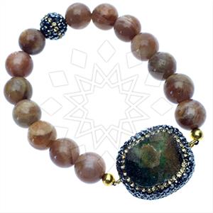 925 Sterling Silver Gem and Crystals Beaded Bracelet