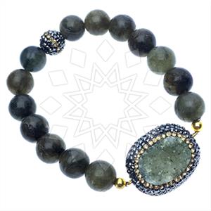 925 Sterling Silver Gem and Crystals Beaded Bracelet